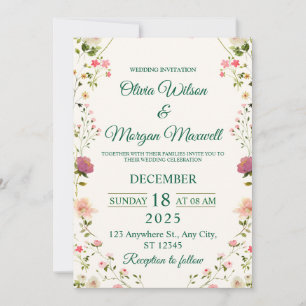 Cartão de Evento de Flor de Aquarela com Texto Per