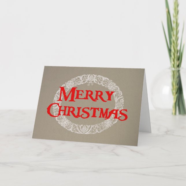 Cartão de exaustão de Natal branco e vermelho em b (Frente)