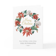 Cartão de exaustão Elegante Vintage Poinsettia Flo