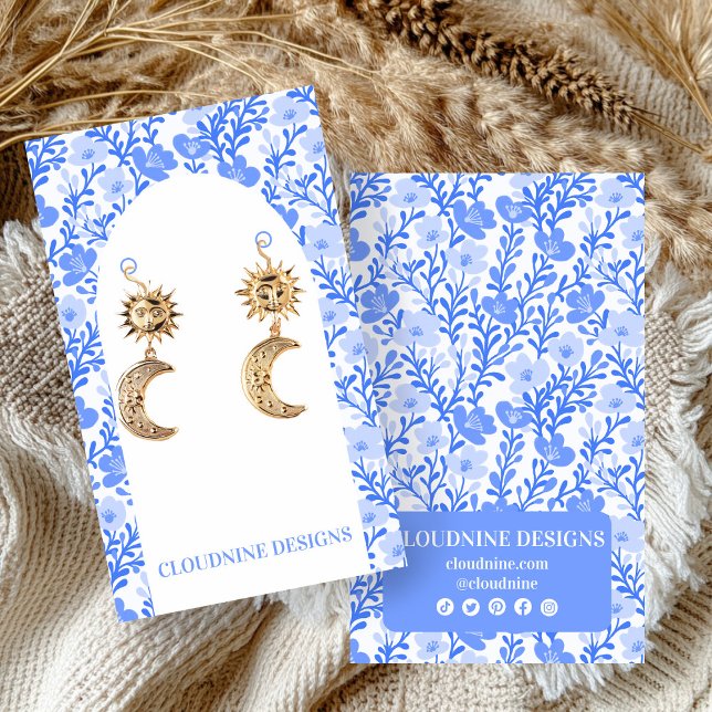 Cartão de Exibição de Brinco de Arco Floral Azul (Blue Floral Arch Earring Jewelry Display Card
)
