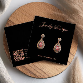 Cartão de Exibição de Brinco de Código QR Preto e 