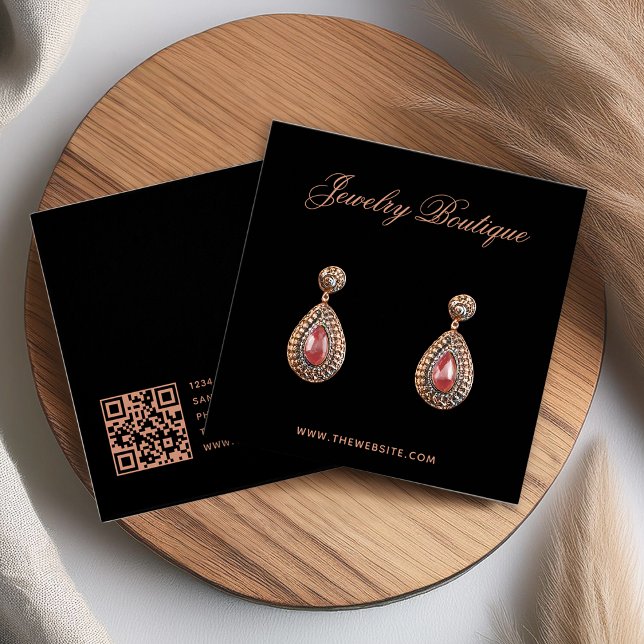 Cartão de Exibição de Brinco de Código QR Preto e  (Criador carregado)