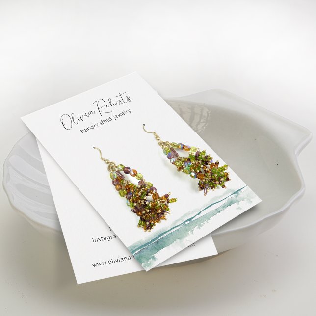 Cartão de Exibição de Brincos de Script Moderno co (Modern Script Watercolor Earring Display Card)