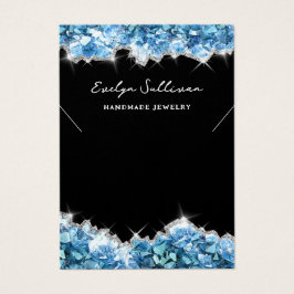 Cartão de exibição de colar de cristais azuis