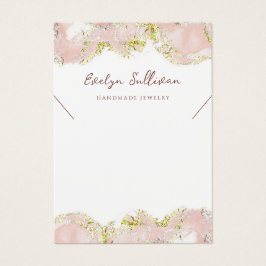 cartão de exibição de colar de mármore fluido rosa