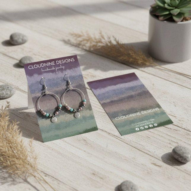 Cartão de Exibição de Joias de Aquarela Terrosa pa (Colorful Watercolor Earthy Earring Necklace Jewelry Display Card
)