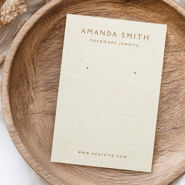 Cartão de exibição do brinco com a aparência de um (Cream off-white linen look earring display card)