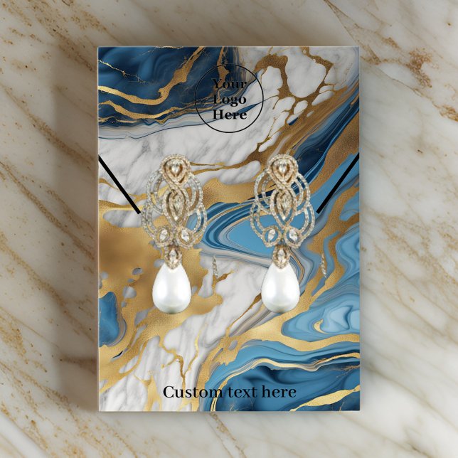 Cartão de exibição do colar de mármore azul e dour (Criador carregado)
