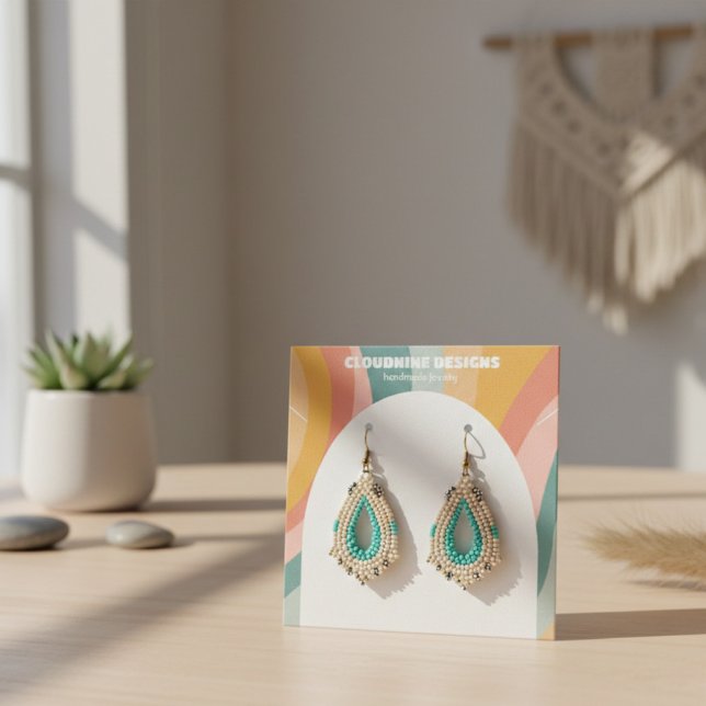 Cartão de Exposição de Brinco em Arco de Arco-íris (Rainbow Arch Earring Necklace Jewelry Square Display Card
)