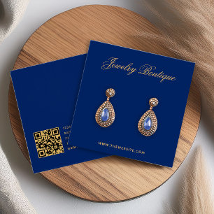 Cartão de Exposição de Brincos Azul Real Dourado B