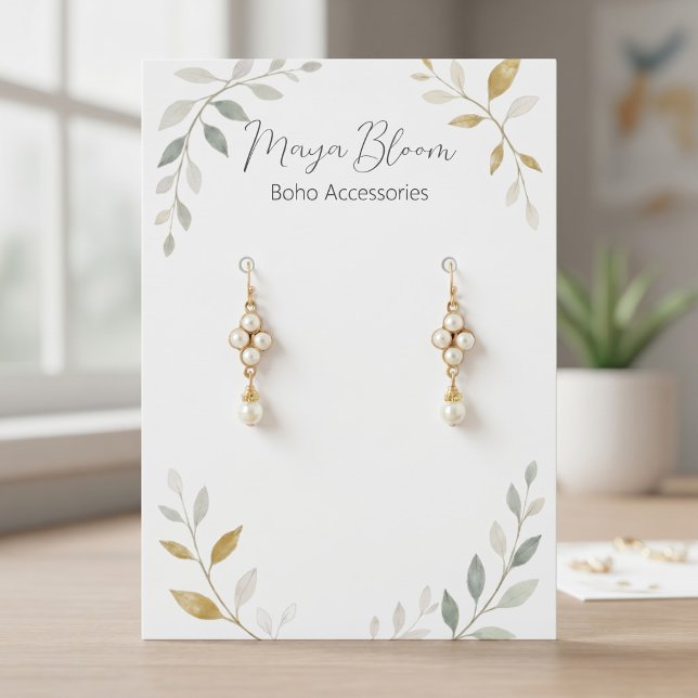 Cartão de Exposição de Brincos Personalizado com F (Earrings With Foliage)