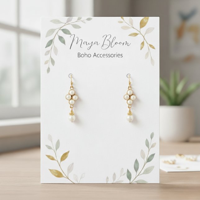 Cartão de Exposição de Brincos Personalizado com F (Earrings With Foliage)