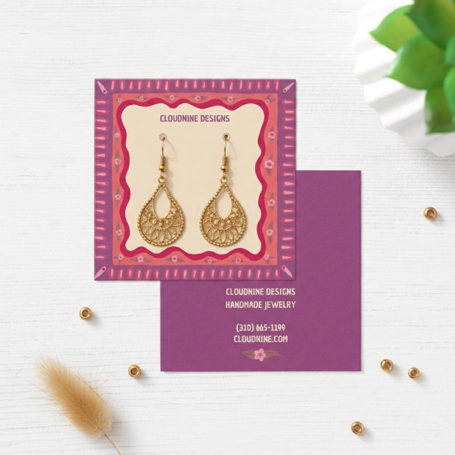 Cartão de Exposição de Joias com Armação Boho para (Boho Frame Earring Necklace Jewelry Display Card
)