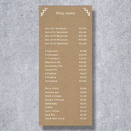 Cartão de Exposição de Menu e Lista de Preços Bran