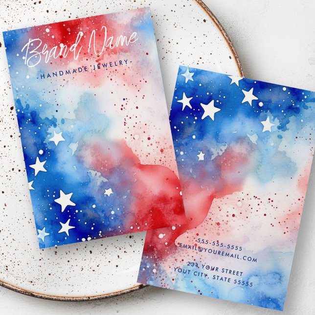 Cartão de expositor com cor aquosa de estrelas pat (Patriotic stars watercolor earring display card)