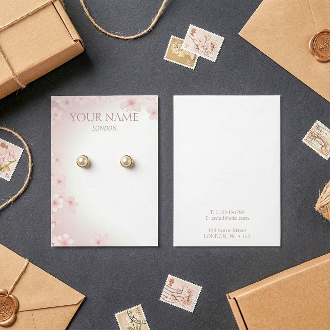 Cartão de expositor de brinco de cereja florida (Cherry blossom earring display card.)