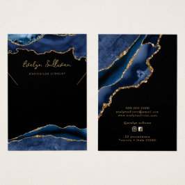 Cartão de expositor de colar azul e dourado