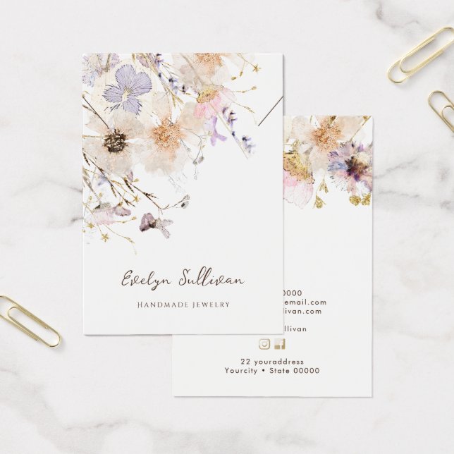 Cartão de expositor de colar de flores secas (Escritótio)