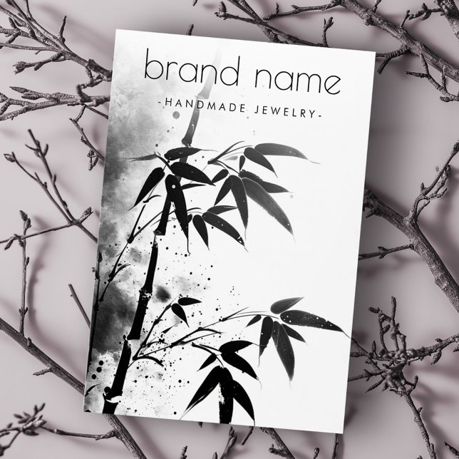 Cartão de expositor de desenho de tinta bambu asiá (Bamboo Asian ink drawing earring display card)