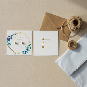 Cartão de expositor de flores geométricas Douradas