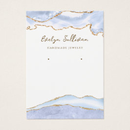 cartão de expositor de joias de agata azul pastel