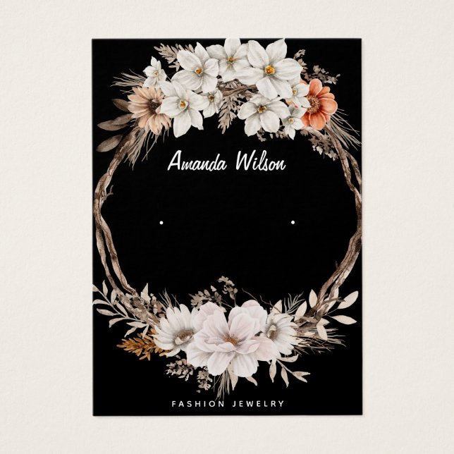 Cartão de expositor de joias florais modernas eleg (Frente)