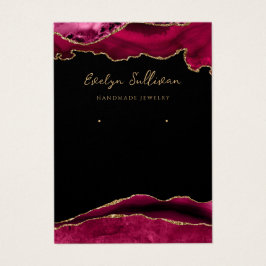 Cartão de expositor de joias magenta e de agata do