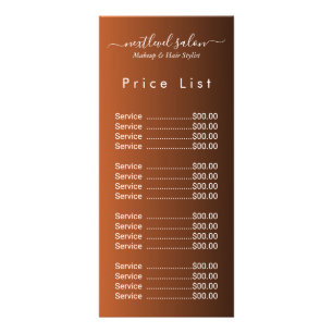 Cartão de Expositor de Lista de Preços de Salão Mo
