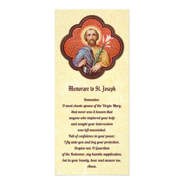 Cartão de Expositor de St. Joseph com Memorare e L (Frente)