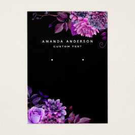 Cartão de expositor floral preto roxo