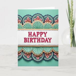 Cartão de Faixa de Feliz Aniversário Carmesim