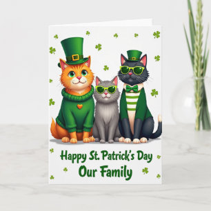 Cartão de Família do Dia de São Patrício dos Gatos