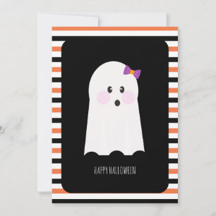Cartão de Fantasma Adorável de Feliz Halloween