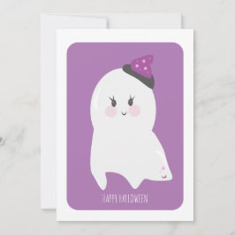 Cartão de Fantasma Fofo de Feliz Halloween