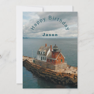 Cartão de Farol Birthday Rockland Breakwater