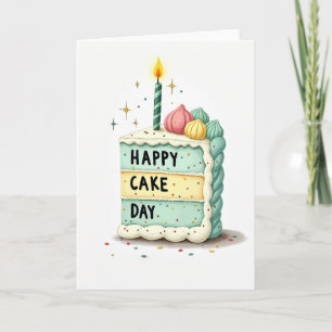 Cartão de Fatia de Bolo de Aniversário Caprichoso