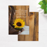 Cartão de Favor do Casamento de Girassol do País<br><div class="desc">Devolva o seu grande dia quando colocar um cartão de doação de casamento no lugar dos seus convidados na sua recepção de casamento. O casual, porém clássico, Country Sunflower Western Wedding Charity Favor Card afirma que, em vez de um favor tradicional do partido, foi feita uma doação em seu nome...</div>