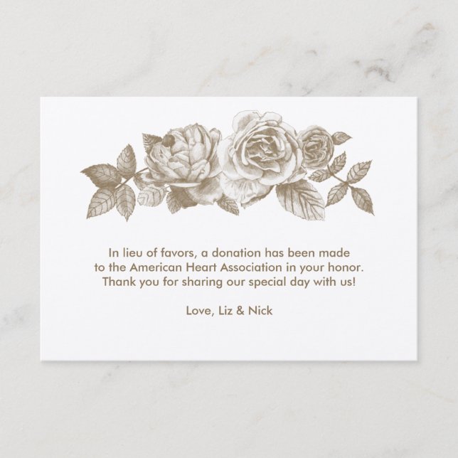 Cartão de Favorito de Esboço de Rosa em Sepia (Frente)