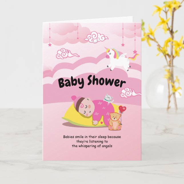 Cartão de Felicitações Bebê Menina, chá de bebê (Flor Amarela)