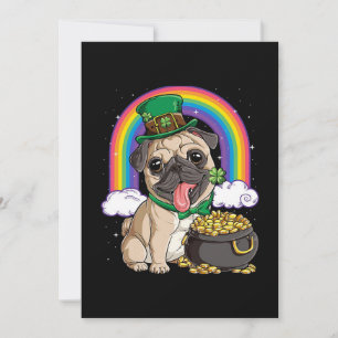 Cartão de felicitações chapado do cão Pug do dia d