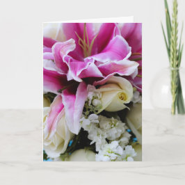 Cartão de felicitações com capa floral, poema de a
