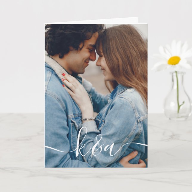 Cartão de Felicitações com Foto Monogramada (Planta pequena)