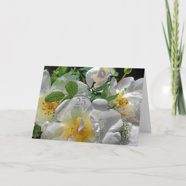 Cartão de Felicitações de 25º Aniversário de Casam (Frente)