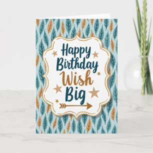 Cartão de Felicitações de Aniversário com Folhas