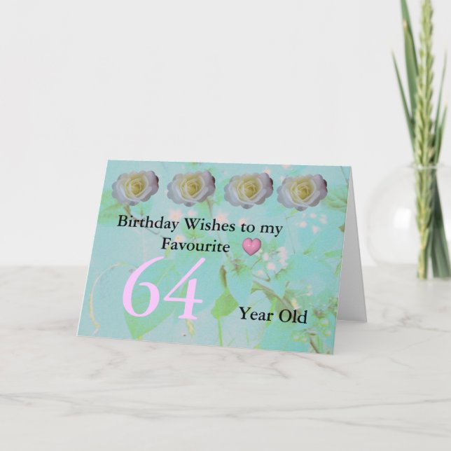Cartão de Felicitações de Aniversário de 64 anos (Frente)