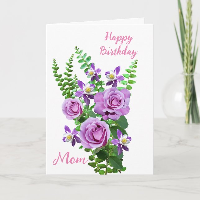 Cartão de Felicitações de Aniversário para a Mamãe (Frente)