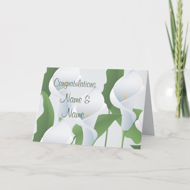 Cartão de Felicitações de Casamento com Lírios Cal (Frente)