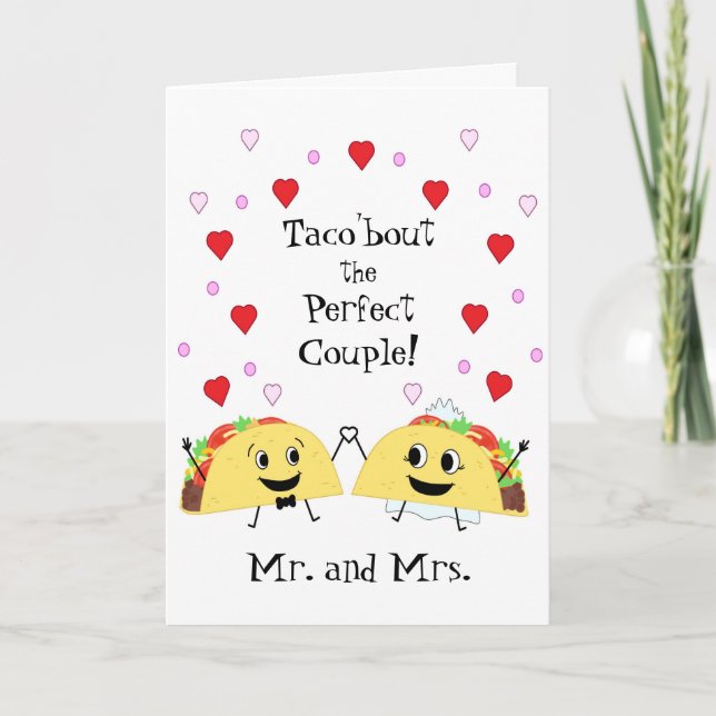 Cartão de Felicitações de Casamento Cute Taco (Frente)