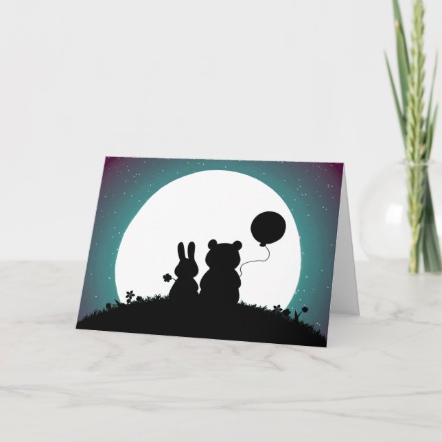 Cartão de Felicitações de Casamento de Coelho e Ur (Frente)