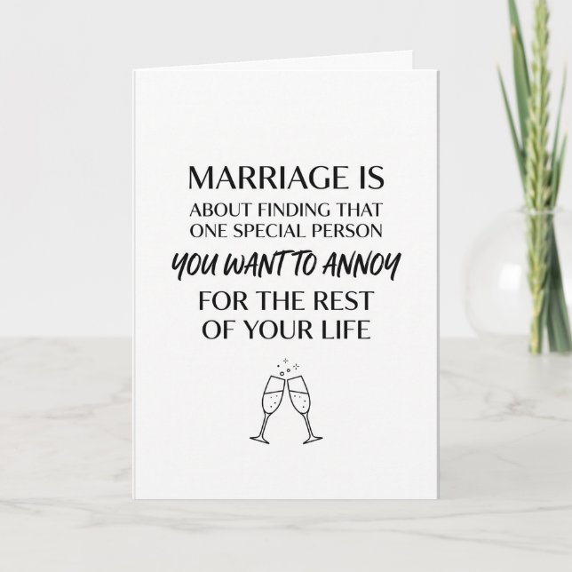 Cartão de Felicitações de Casamento Divertido com  (Frente)